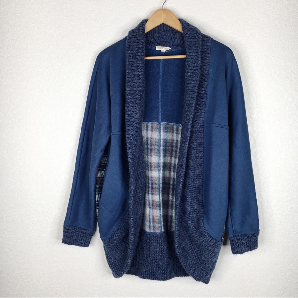 Hem & Thread Blue Plaid Fleece Cocoon Sweater
